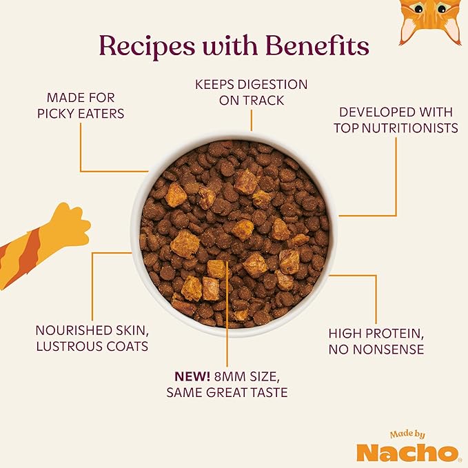 Made by Nacho Dry Cat Kibble 4lb Bag, High Protein Premium Cat Food with Freeze Dried Pieces, Sustainably-Caught Salmon, Whitefish & Pumpkin, Limited Ingredients, Single Bag