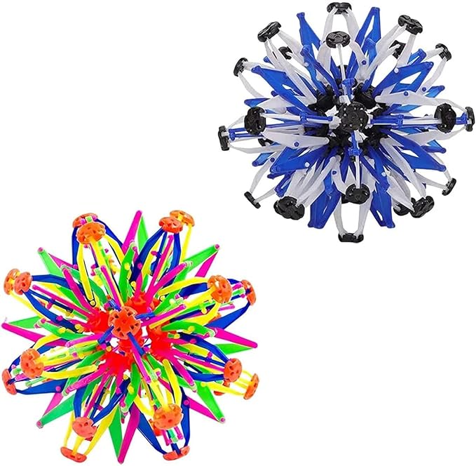 2Pcs Colorful Sphere Expandable Breathing Balls Fidget Toy-Great Anxiety Stress Reliever,Collapsible Expanding Magic Ball Toys for Kids & Adults Mindfulness Meditation Practices , Yoga -ADHD