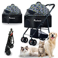 4 Wheels Pet Stroller 4 in 1 Pet Stroller with Detachable Carrier for Small & Medium Dogs Cats up to 55 lbs Easy-Folding Travel Dog Wagon with Car Seat Breathable Mesh,Blue Cartoon