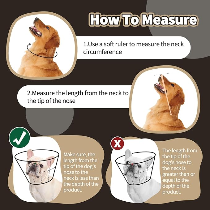 Dog Cone for Large Dogs After Surgery, Soft Dog Cone Collar for Dogs to Stop Licking, Adjustable Comfy E-Collar Alternative Lightweight Post-Surgery Recovery Elizabethan Collar for Pet