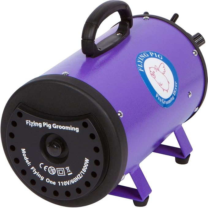 Flying Pig High Velocity Dog Pet Grooming Dryer w/Heater (Model: Flying One, Purple)