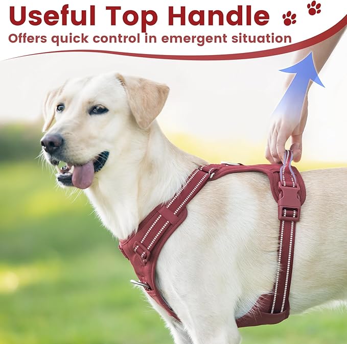 No Pull Dog Harness, Reflective Puppy Vest for Small Medium Large Sized Dog(Burgundy Red,S)
