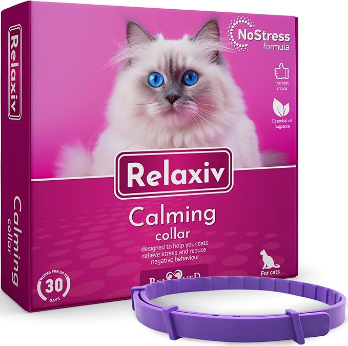 Cat Calming Collar & Pet Anti Anxiety Products - Feline Calm Pheromones Collars & Cats Stress Relief - Helps with Pee, New Zone, Aggression