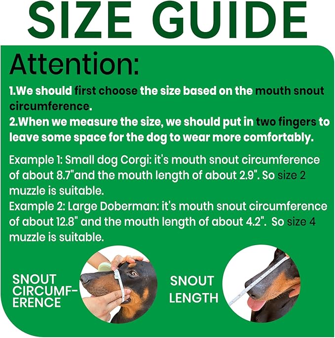 Dog Muzzle, Basket Muzzle for Small Medium Large Dogs, Anti-Biting and Chewing, Lightweight & Sturdy Cage Design, Allows Panting & Drinking, Ideal for Grooming & Training(Green Size M)