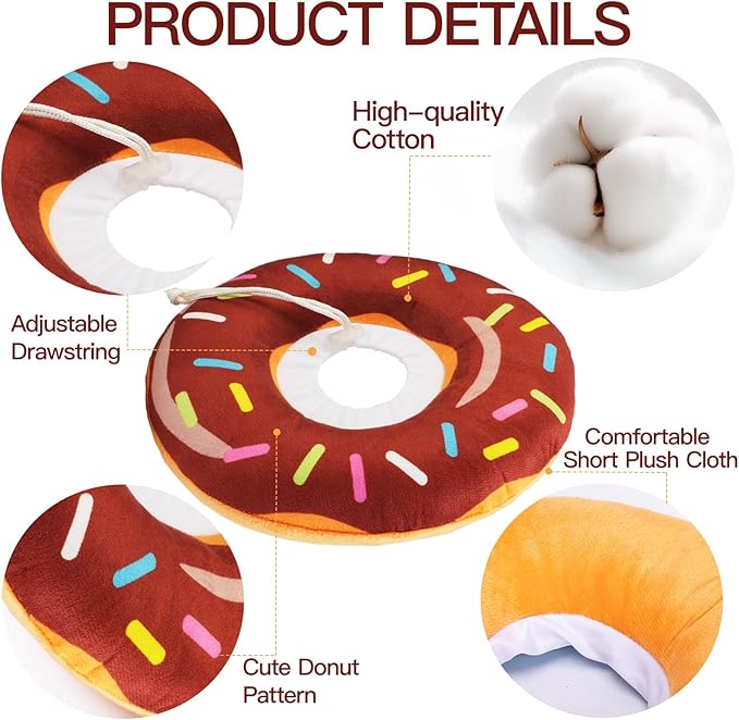 Cat Cone Collar Soft, Cute Cat Donut Collar After Surgery, Adjustable Kitten Recovery Cones to Stop Licking, Lightweight Neck Elizabethan Collars for Cats Kittens (Brown, Medium)