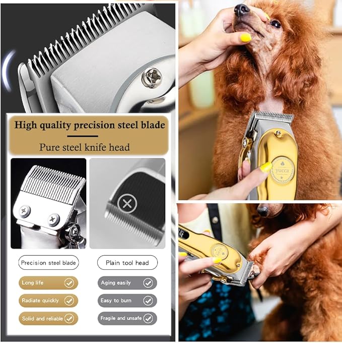 Yucca Dog Grooming Clippers for Thick Coats, Cordless, Professional Animal Clippers with 7000 RPM Powerful Motor