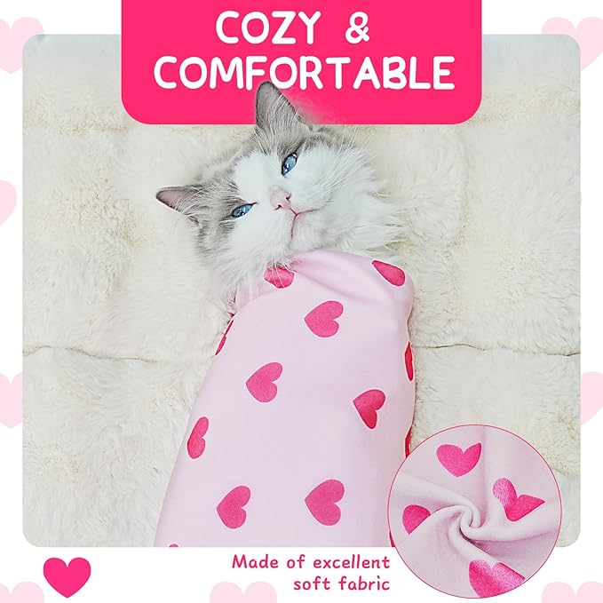 Cat Wrap for Cutting Nails, Self-Adhesive for Grooming, Anti-Scratch Cat Swaddle Wrap for Medicine, Nail Clipping, Teeth Brushing, Ear Cleaning