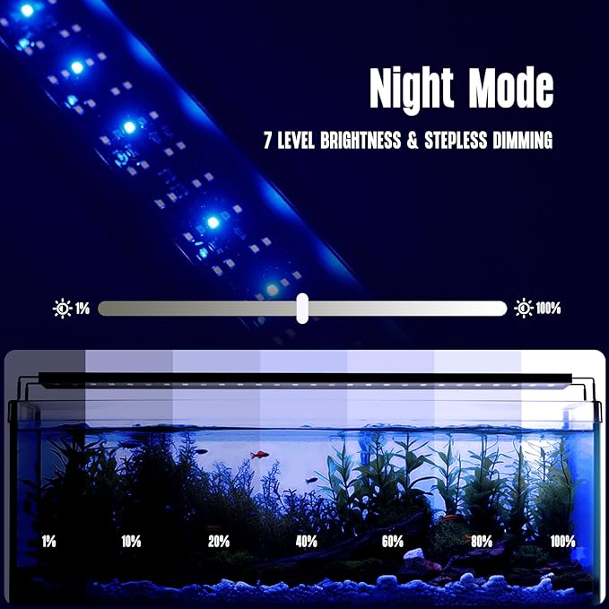 GLOWRIUM Aquarium Light, LED Freshwater Fish Tank Light with Timer, Full Spectrum Planted Aquarium Grow Lights with Daylight/Moonlight Mode, Brightness Adjustable, Auto On/Off (24-29 in)