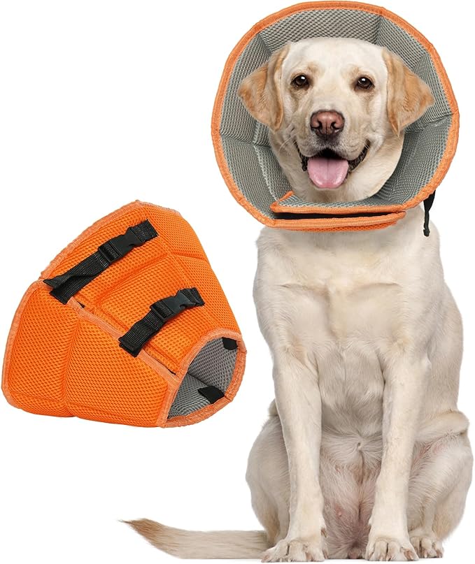 Dog Cone for Large Dogs After Surgery, Soft Dog Cone Collar for Dogs to Stop Licking, Adjustable Comfy E-Collar Alternative Lightweight Post-Surgery Recovery Elizabethan Collar for Pet