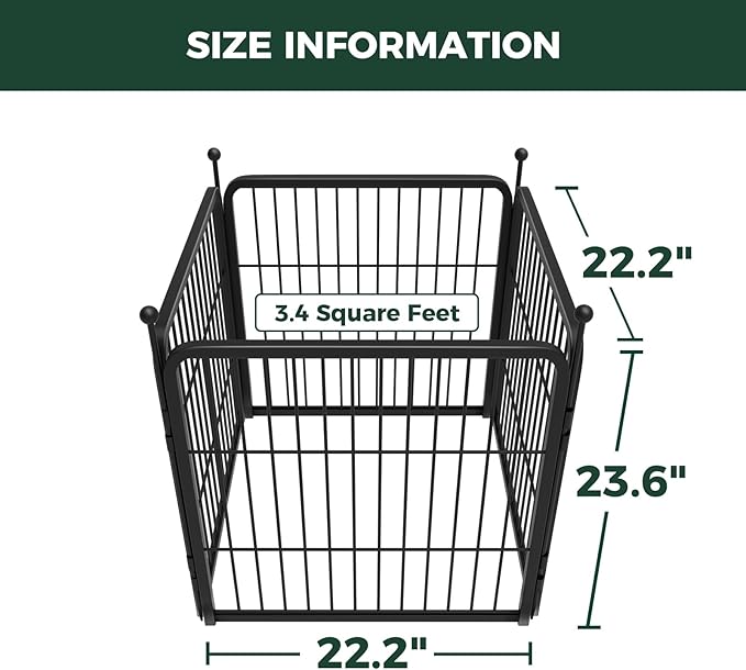 FXW Rollick Unleashed Dog Playpen for Indoor, Yard, RV Camping, 24 inch 4 Panels for Small and Puppy Dogs, Black│Patented