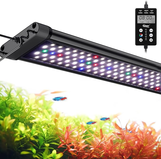 hygger Custom LED Aquarium Light,Daylight-Moonlight & 24/7 Mode, Adjustable Brightness 8 Colors Full Spectrum Fish Tank Light for 30-36 Inches Freshwater Planted Tank Auto On Off Ramp Up Down