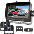 Dual RV Backup Camera Wireless with 7" 1080P Monitor, for Furrion Pre-Wired RVs, 4-Channel Split Screen System, Loop Recording, IR Night Vision, Wide Rear View Camera for Truck, Trailer, Camper