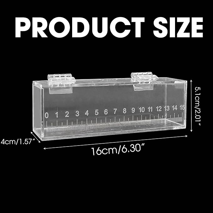 Fish Viewing Box Container with Lid and Scale, Acrylic Portable Fishing Mini Aquarium, Small Fish Breeder Hatching Boxes, Safe Tank Case for Breeding Egg Photo Isolation Outdoor Indoor