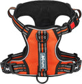 PoyPet No Pull Dog Harness, No Choke Front Clip Reflective Dog Vest with Soft Padded Vertical Handle, 3 Leash Attachments for Small Medium Large Dogs (Orange,L)