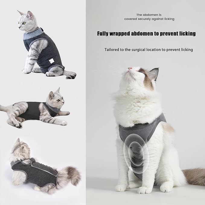 Yanniwani Cat Recovery Collar - Waterproof, Anti-bite & Anti-lick Wound Healing Safe, Adjustable Elizabethan Collar for Cats After Surgery (Black, M)