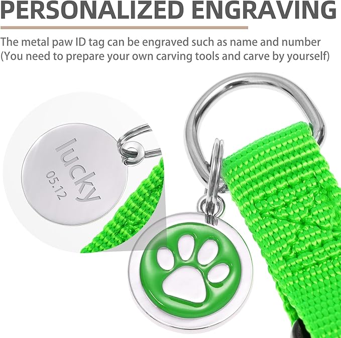 PUPTECK No Pull Dog Harness Soft Adjustable Basic Nylon Step in Puppy Vest Outdoor Walking with ID Tag, Green,S