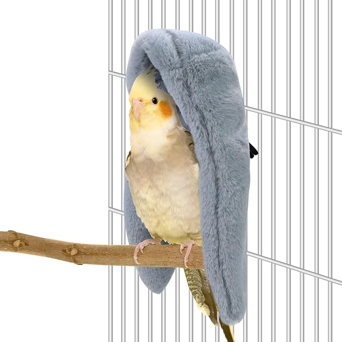 Cozy Bird Blanket Parrot Cage Snuggle Hut Warm Bird Nest House Bed Hanging Hammock for Parakeet Cockatiel Conure African Grey (Medium, Grey)