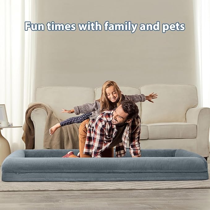 WNPETHOME Human Dog Bed for Adult, Washable Dog Couch with Removable Waterproof Cover, Orthopedic Large Pet Sofa Bed with Bolster Sides for Sleeping