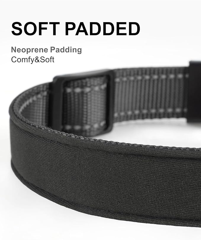 TagME Airtag Dog Collar,Waterproof Reflective Pet Collar with Airtag Holder,Soft Padded and Double D-Rings for Extra Large Dogs,Black