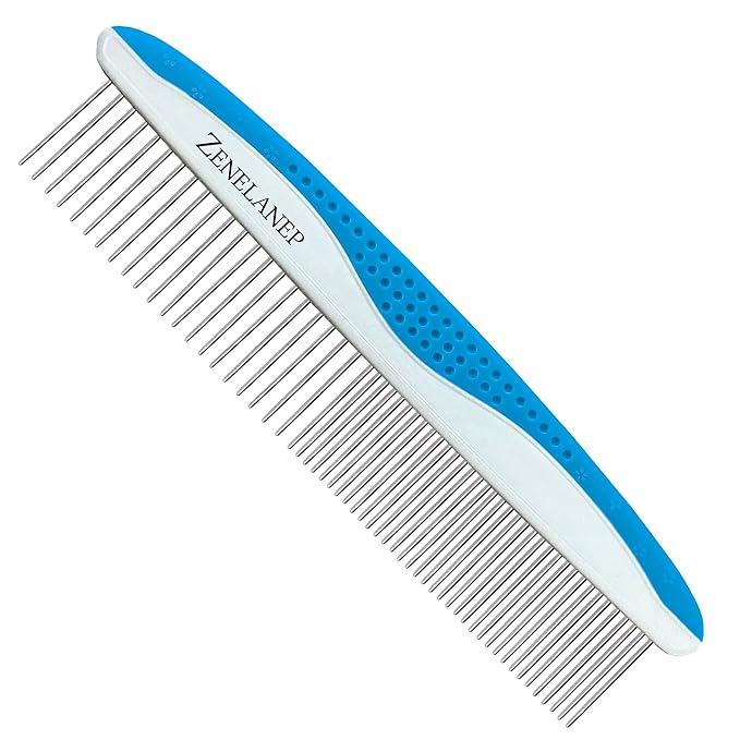 Dog Grooming Comb for Matting – Metal Dematting Comb with Stainless Steel Teeth & Non-Slip Handle (Style 1)