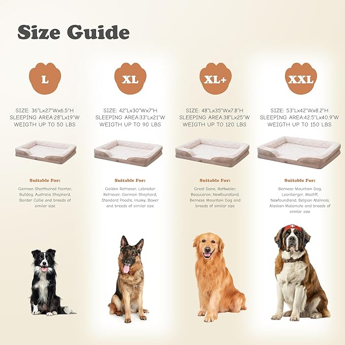 Orthopedic Dog Bed for Extra Large Dogs - XL Washable Dog Sofa Beds Large, Supportive Foam Pet Couch Bed with Removable Washable Cover, Waterproof Lining and Nonskid Bottom