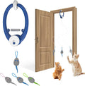 Cat Toy Interactive for Indoor Cats, Smart USB Rechargeable Door Hanging Automatic Retractable Kitten Toys, Teaser Electronic Self Play Feather Cat String Toys Attached with 3 Catnip Mice Blue