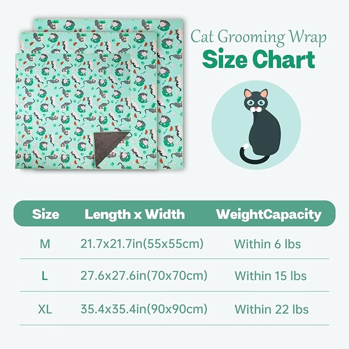 Paw Legend 21.7" Cat Wrap for Grooming Cat Wrap for Cutting Nails Cat Restraint for Nail Clipping Self Adhesive Blanket Restraint Cloth for Cats Within 6lbs