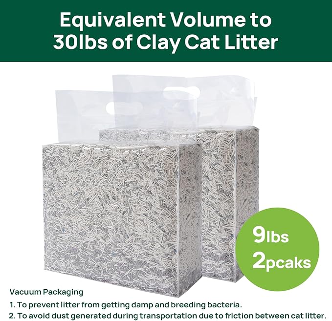 18lbs Mixed Tofu Cat Litter Clumping, Low Dust, Lightweight, Ultra Absorbent and Fast Drying, Natural Pea Husk Bentonite Kitty Litter (9lbs×2bags)