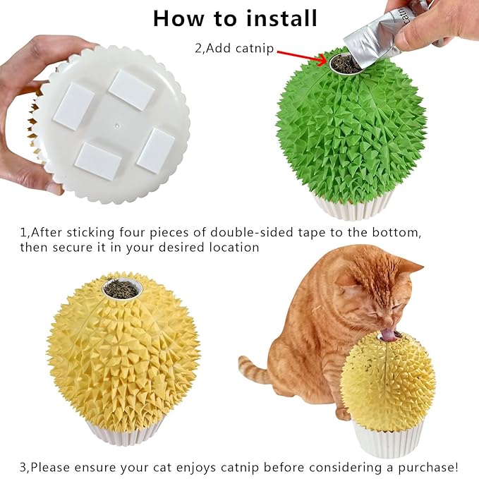 Catnip Feeder and Self Grooming Toys - Cat Face Scratcher, Wall Corner Massage Comb for Indoor Cats (yellow)