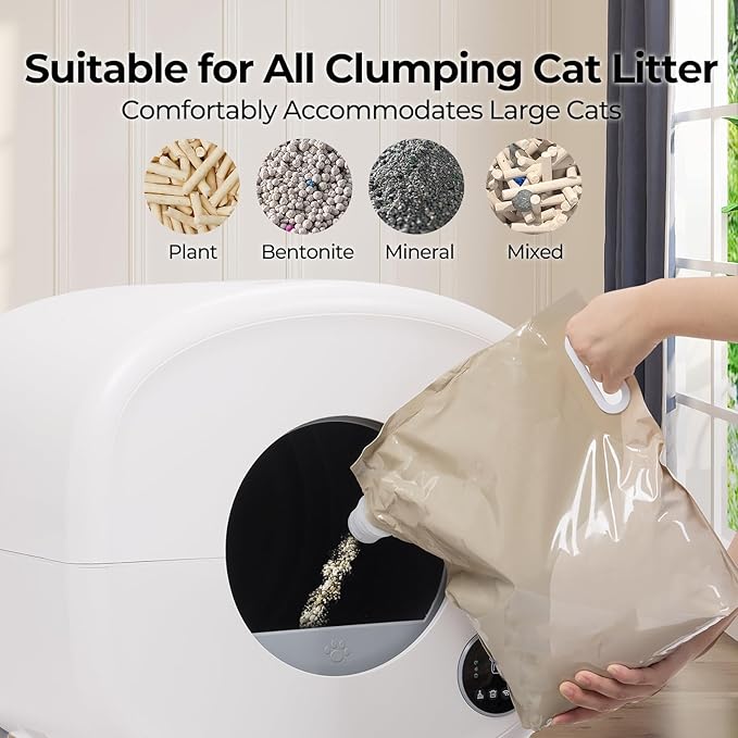 Self Cleaning Cat Litter Box: Extra Large Automatic Litter Box for Multiple Cats, Odor-Free, App-Controlled, Ambient Light Waste Disposal