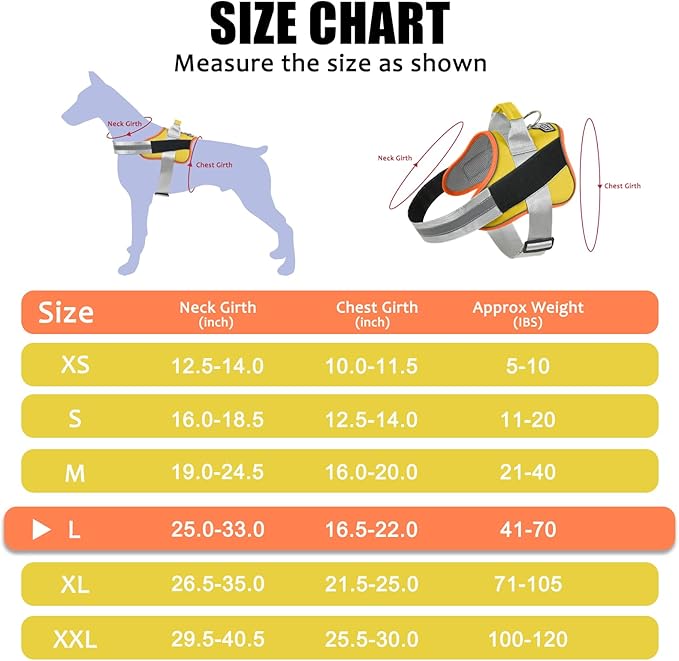 Bolux Dog Harness, No-Pull Reflective Dog Vest, Breathable Adjustable Pet Harness with Handle for Outdoor Walking - No More Pulling, Tugging or Choking (XX-Large (Pack of 1), YellowOrange)