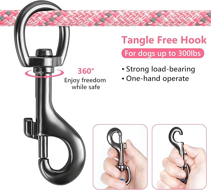Tresbro Camping Leash, 50ft-100ft Dog Trolley System for Dogs up to 300lbs, Portable Dog Runner Lead for Yard and Park, Outside, Reflective Tie Out Cable for Camping and Courtyard