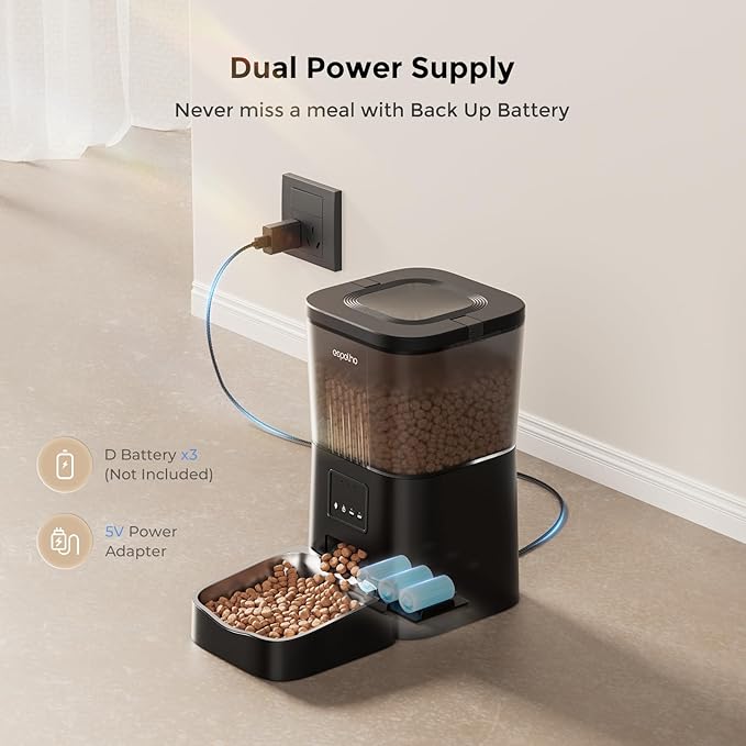 Espelho Automatic Cat Feeders WiFi: 2.4Ghz Smart APP Control- Timed Cat Food Dispenser with Desiccant Bag Keep Fresh for Indoor- Easy Set Up and Clean with Voice Recorder- Up to 10 Meals per Day
