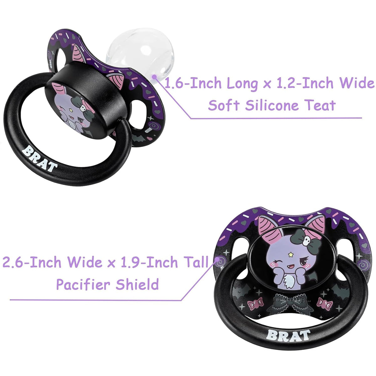 LittleForBig Bigshield Generation-II Printed Pacifier Suitable for Adults Brat Bella Pattern Black