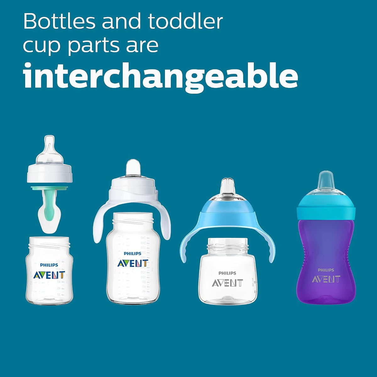 Philips Avent Anti-Colic Baby Bottle with AirFree Vent, Medium Flow 2 Nipple, 1m+, 9oz, 4 Pack, Pink, SCY703/14