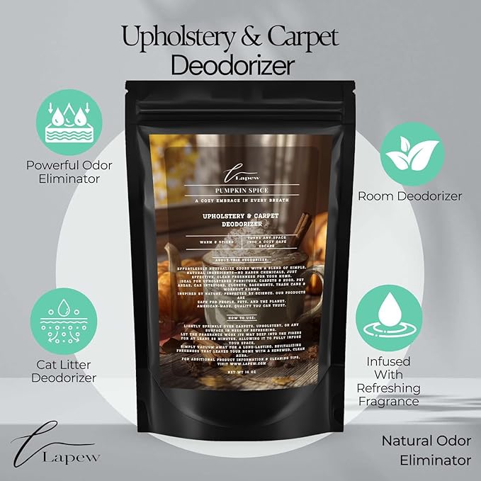 Pumpkin Spice Carpet Freshener Powder 16 oz | Powerful Odor Eliminator for Home | Upholstery Deodorizer | Carpet Deodorizer | Pet Urine | Cat Litter Box