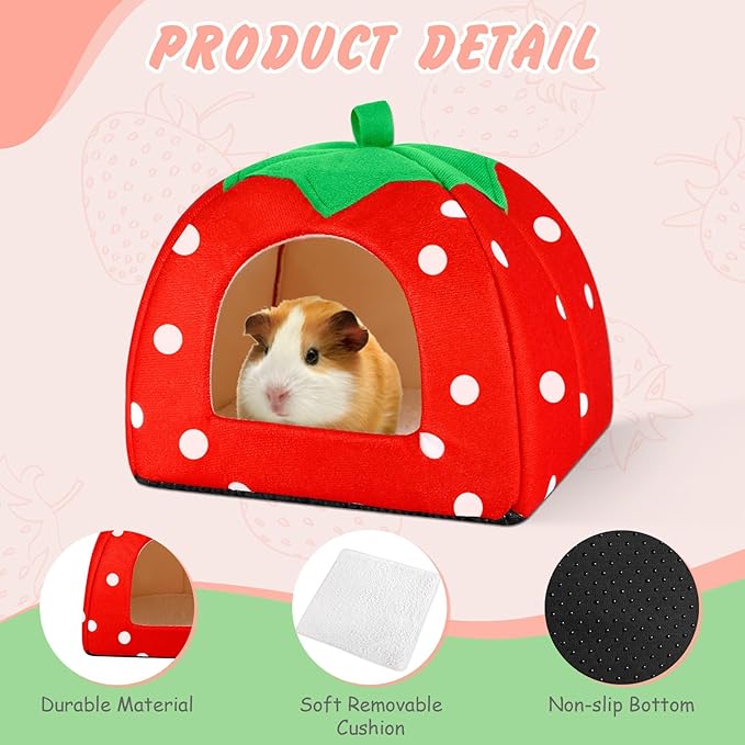 Guinea Pig Hideout for Small Animals(Guinea Pig Bed with Warm Fleece, Washable Pet Cushions, Winter Sleeping Warmth)