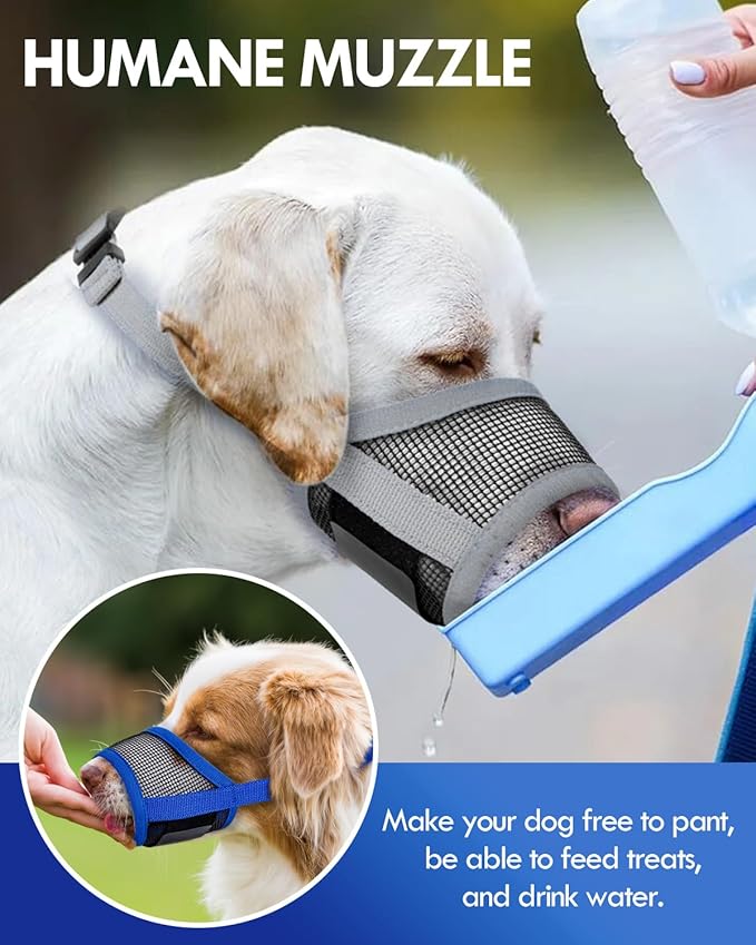 Dog Muzzle, Soft Air Mesh Muzzle for Small Medium Large Dogs Anti Biting Barking Chewing, Breathable Drinkable Adjustable Loop Pets Muzzle for German Shepherd Husky Labrador Retriever (Grey,XL)