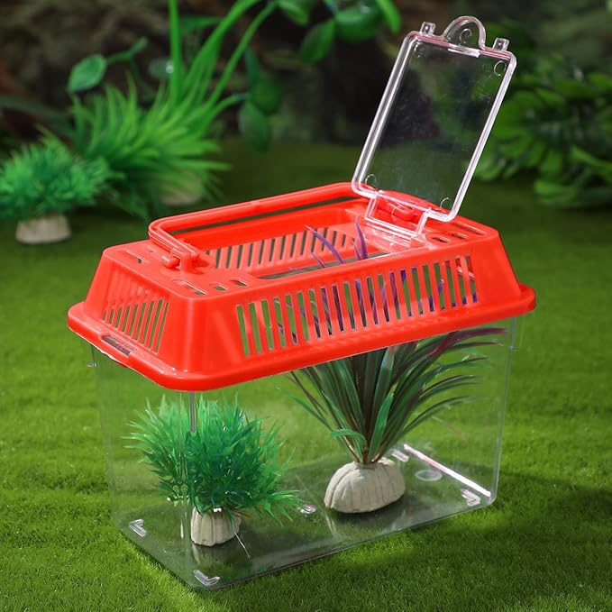Mini Handheld Fish Tank Portable Plastic Aquarium with Lid for Turtles and Pet Fish Easy to Clean Transparent Design for Goldfish and Aquatic Pets