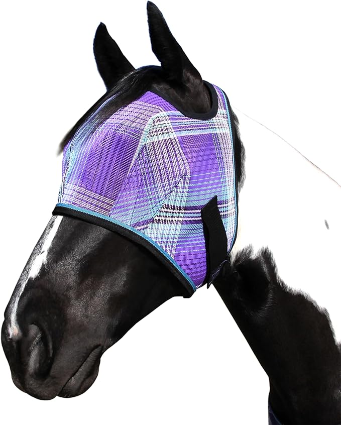 Kensington Fly Mask Web Trim Protects Horses Face and Eyes from Bites and Sun Rays While Allowing Full Visibility Ears and Forelock Able to Come Through The Mask, Small, Lavender Mint