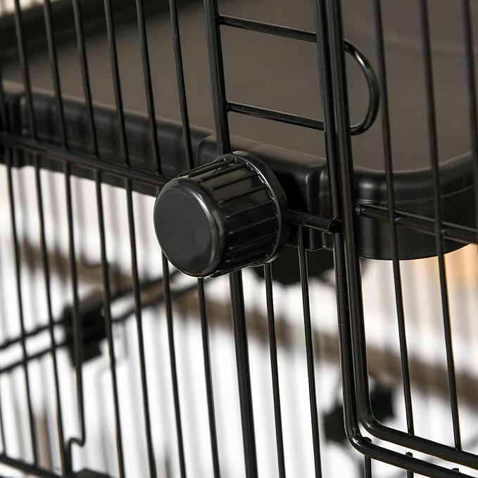 PawHut 59.5" Small Animal Cage with Wheels, 6-Level Portable Bunny Cage, Chinchilla Ferret Cage with Removable Tray, Platform and Ramp
