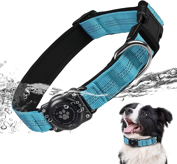 Reflective Air Tag Dog Collar - 100% Waterproof Dog Collar AirTag Holder | Extra-Durable, Soft Padded AirTag Dog Collars for Small Medium Large Dogs