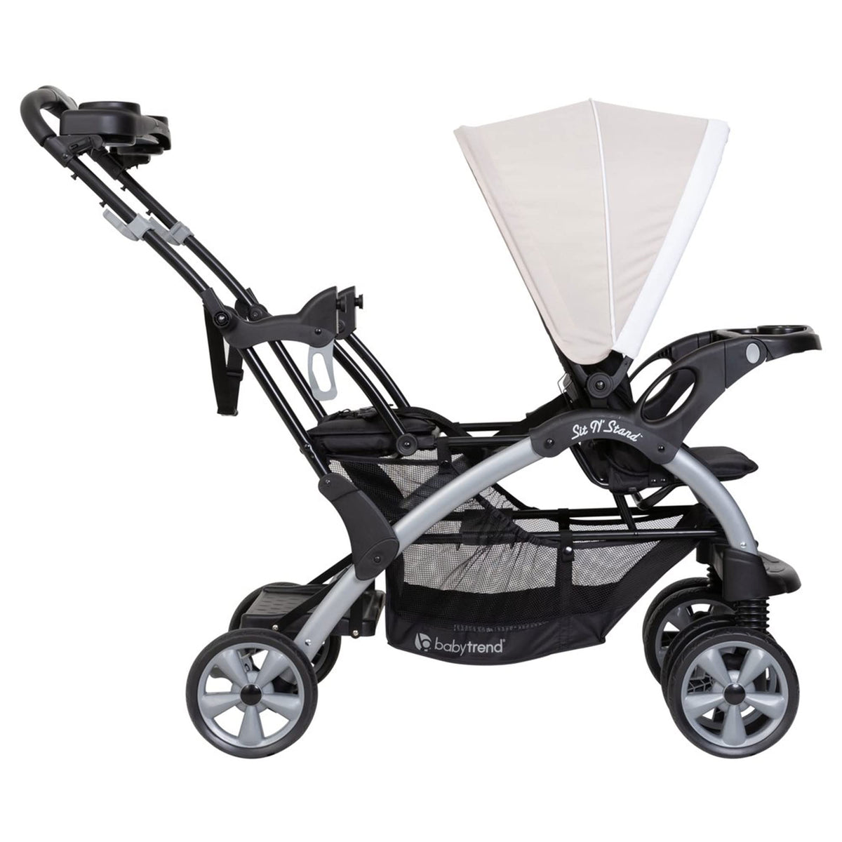 Baby Trend Double Infant and Toddler Stroller w/ Harness and Basket, Sit N' Stand, Stormy - Convertible Twin and Tandem Strollers for Babies