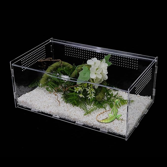 Micro Habitat Terrarium Enclosure, Jumping Spider Enclosure with Locking Latch for Small Tree Dwelling Reptiles,Tarantula, Amphibians, Spiders,Invertebrates (6x8x14 inxh)