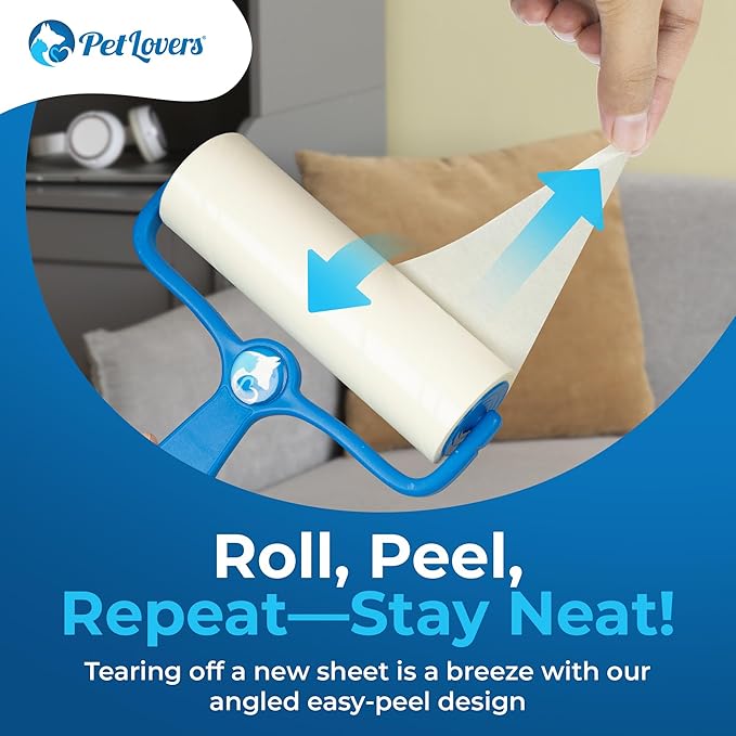 PetLovers 6.3" Extra Sticky Lint Roller 4 Pack of Large Refills Only - No Handle Included - 90 Sheets Per Refill 360 Sheets Total 4 Pack