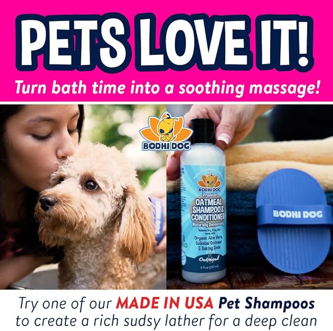 Bodhi Dog Shampoo Brush - Pet Grooming & Bath Supplies for Cats and Dog Bath Brush for Long & Short Hair - Premium Scrubber for Shower, Bathing & Massage - (One Pack, Pink)