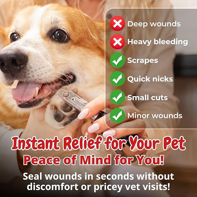 Dog Wound Care Gel – Styptic Powder Alternative for Dogs & Cats | Quick Stop Bleeding for Cuts, Nails & Scrapes | Liquid Bandage First Aid for Pets and Animals | Seal It® 15ml | Made in USA