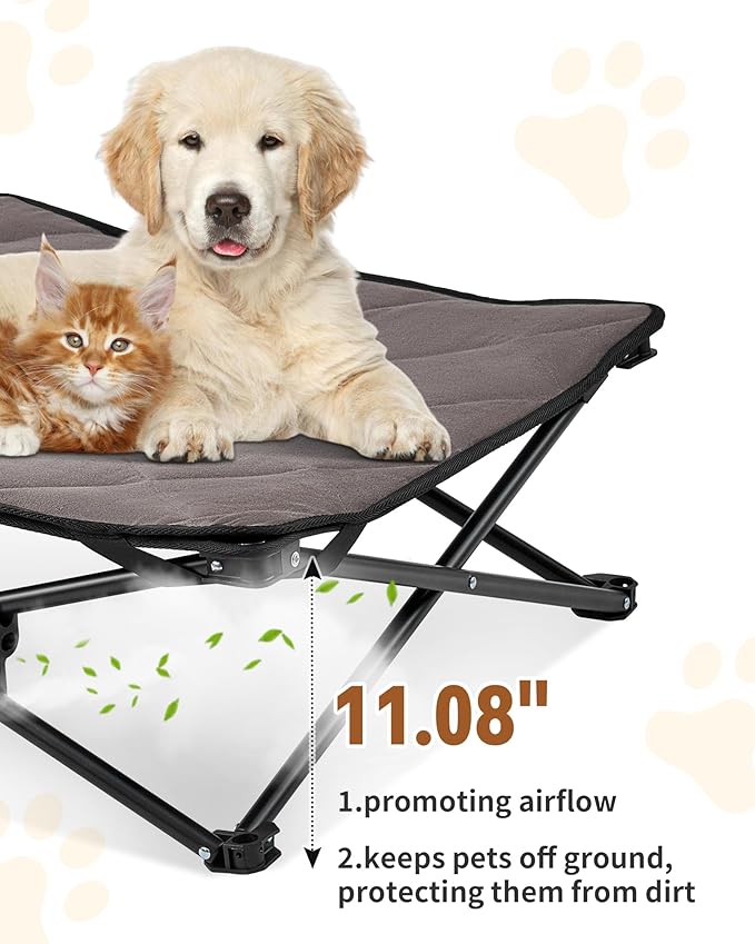 KingCamp Elevated Dog Bed for Medium Dogs, Outdoor Raised Cooling Pet Cot Bed with Washable Breathable Mesh & No-Slip Feet Perfect for Camping, Backyard, Indoor Use (Medium, Black)