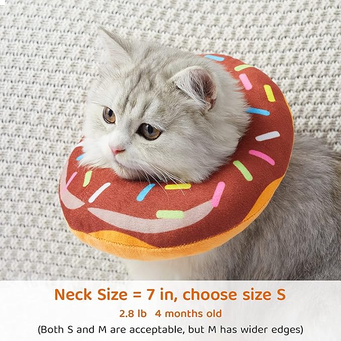 Amakunft Adjustable Cat Cone Collar Soft, Cat Recovery Collar, Cone for Cat After Surgery, Cat Neck Cone, Elizabethan Collar for Cat and Kitten (Donut M (Neck:6"-13"))