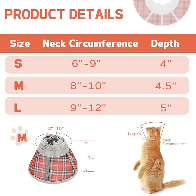 Cat Cone Collar Soft, Cat Recovery Collar for Large Medium Small Cats Kittens, Kitten Cone Alternative After Surgery